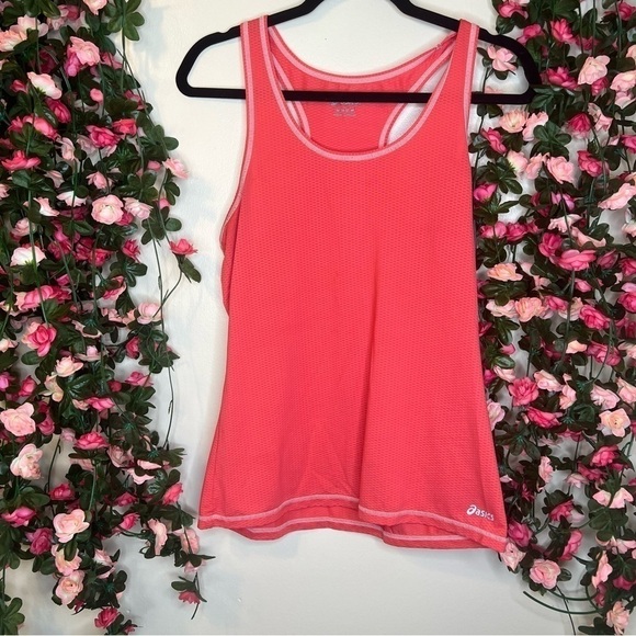 Asics Tops - ASICS Pink Racerback Tank Top Shirt Womens Medium Fitness Gym Running Casual